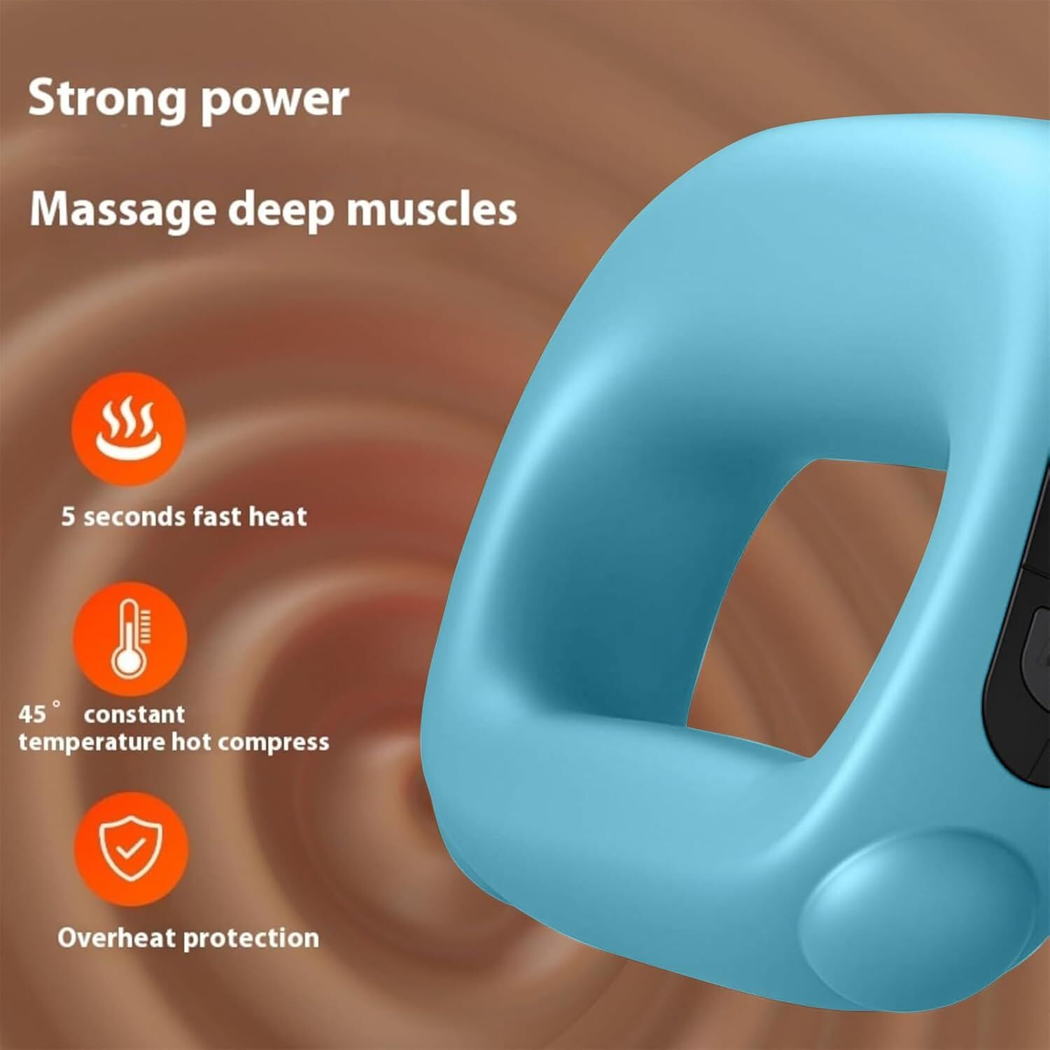Portable Heated Fascia Ring Massager with 5-Speed Vibration & USB-C Charging – Deep Tissue Muscle Relief for Neck, Back, and Shoulders (Blue) | Other Colors Available In-Store - Image 4