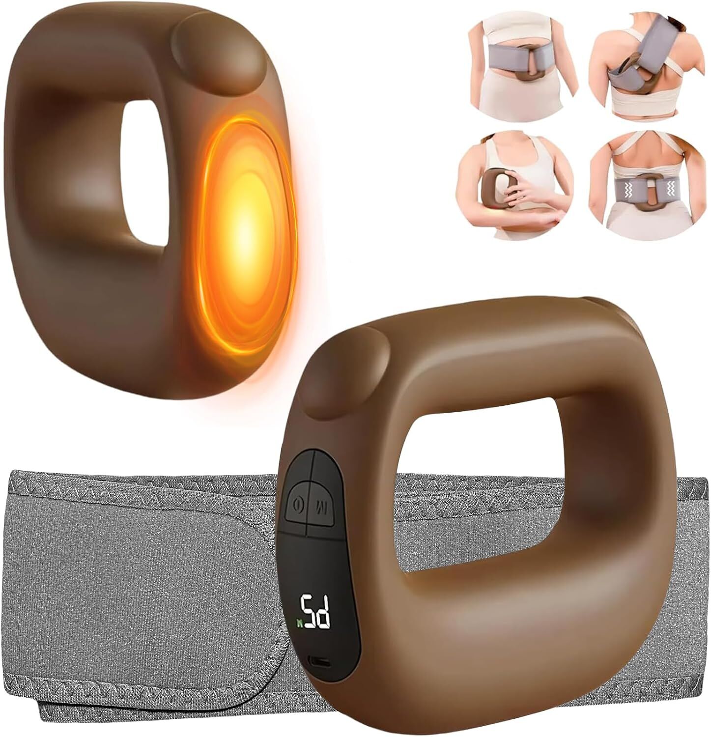 Portable Heated Fascia Ring Massager with 5-Speed Vibration & USB-C Charging – Deep Tissue Muscle Relief for Neck, Back, and Shoulders (Pink) | Other Colors Available In-Store - Image 1
