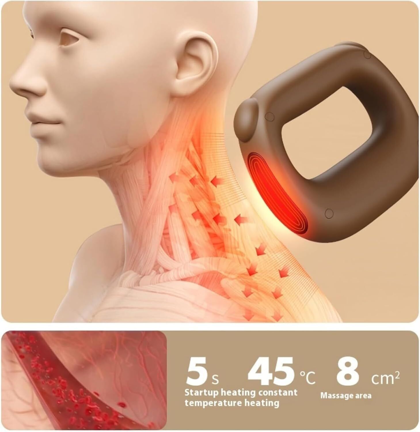 Portable Heated Fascia Ring Massager with 5-Speed Vibration & USB-C Charging – Deep Tissue Muscle Relief for Neck, Back, and Shoulders (Pink) | Other Colors Available In-Store - Image 3