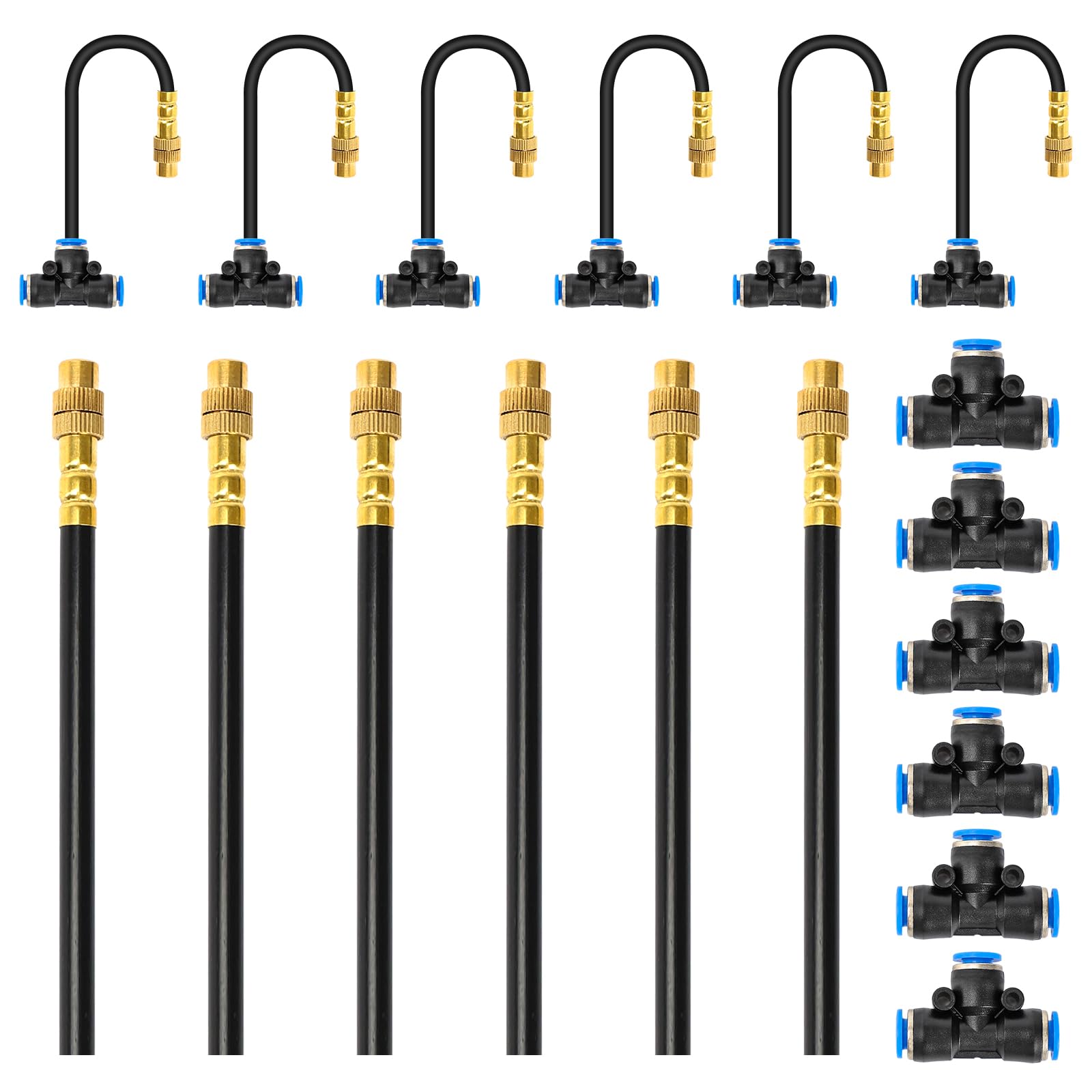 Drip Irrigation System, No 1/4 Pipe, only 6pcs Adjustable Copper Nobbles and 6pcs Quick Connectors - Image 1