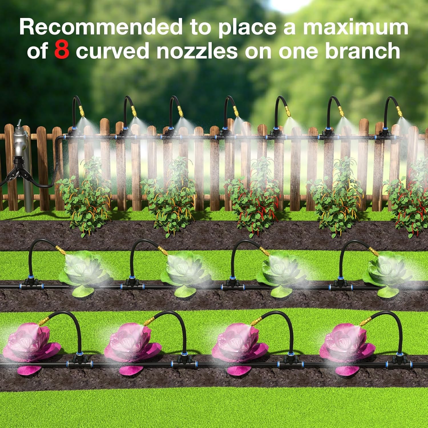Drip Irrigation System, No 1/4 Pipe, only 6pcs Adjustable Copper Nobbles and 6pcs Quick Connectors - Image 5