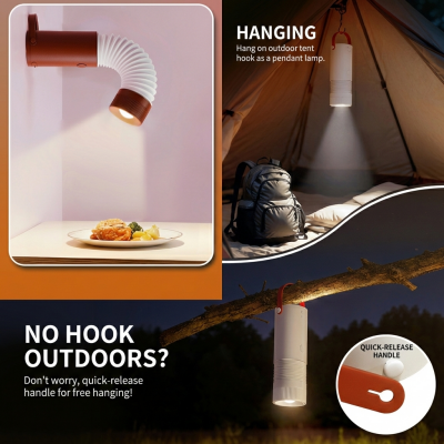 Foldable Outdoor Camping Light with Dual Brightness Modes – Rechargeable Red LED Tent Lamp, IP65 Waterproof, Magnetic Base & Adjustable Neck for Hiking and Emergency Use (Red) - Image 5