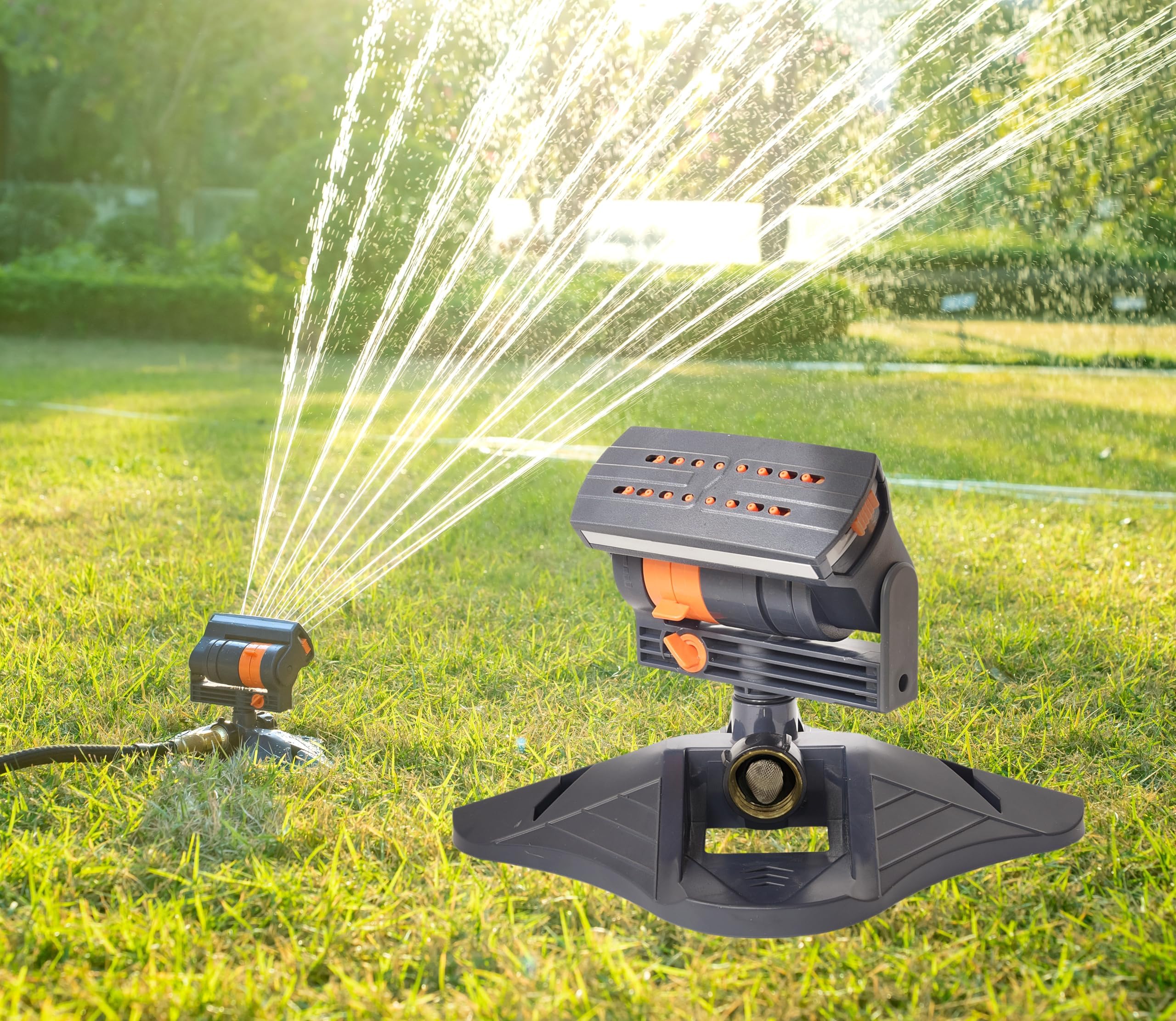 Smart Oscillating Sprinkler with 4 Spray Modes – Automatic Lawn Watering System for Garden, Yard & Patio, Adjustable Coverage, Durable Metal Connector (Black) - Image 2