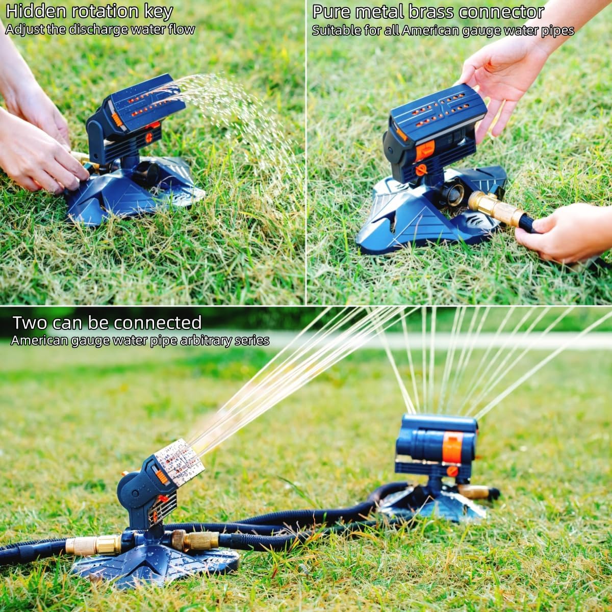 Smart Oscillating Sprinkler with 4 Spray Modes – Automatic Lawn Watering System for Garden, Yard & Patio, Adjustable Coverage, Durable Metal Connector (Black) - Image 6