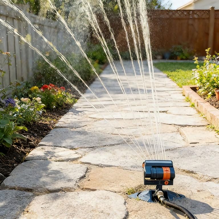 Smart Oscillating Sprinkler with 4 Spray Modes – Automatic Lawn Watering System for Garden, Yard & Patio, Adjustable Coverage, Durable Metal Connector (Black) - Image 7