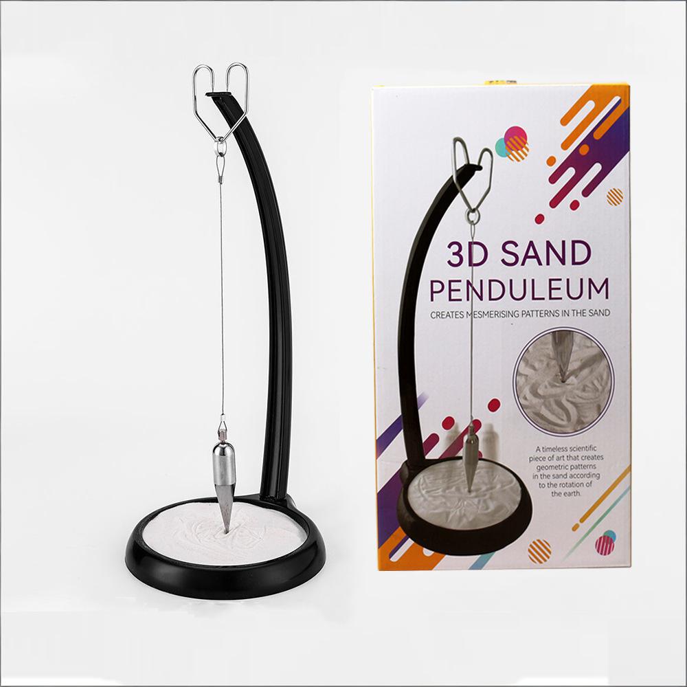 3D Sand Pendulum Desk Toy – Science Art Decor with Kinetic Sand Patterns, Earth Rotation Demo, Stress Relief for Office & Home (Black) - Image 1