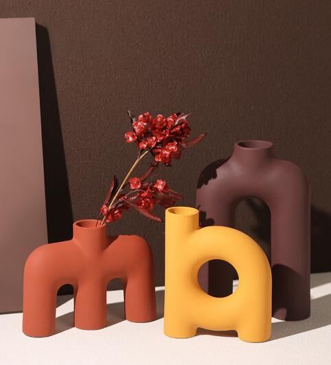 Tubular Letter Vase Set（3-Piece ） – Modern Ceramic Decor for Living Room, Dining Table & TV Stand | Other Luxury Styles Available in Store - Image 1