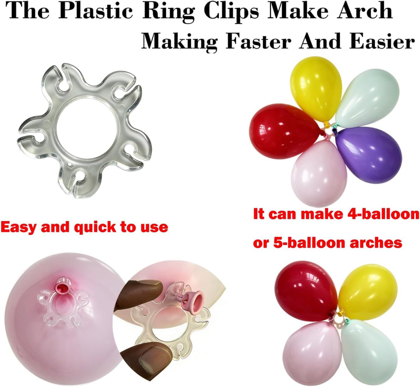 Tabletop Balloon Arch Kit with Adjustable Fiber Rods & Plastic Ring Clips for Birthday Wedding Graduation Party Decorations (Black) - Image 4