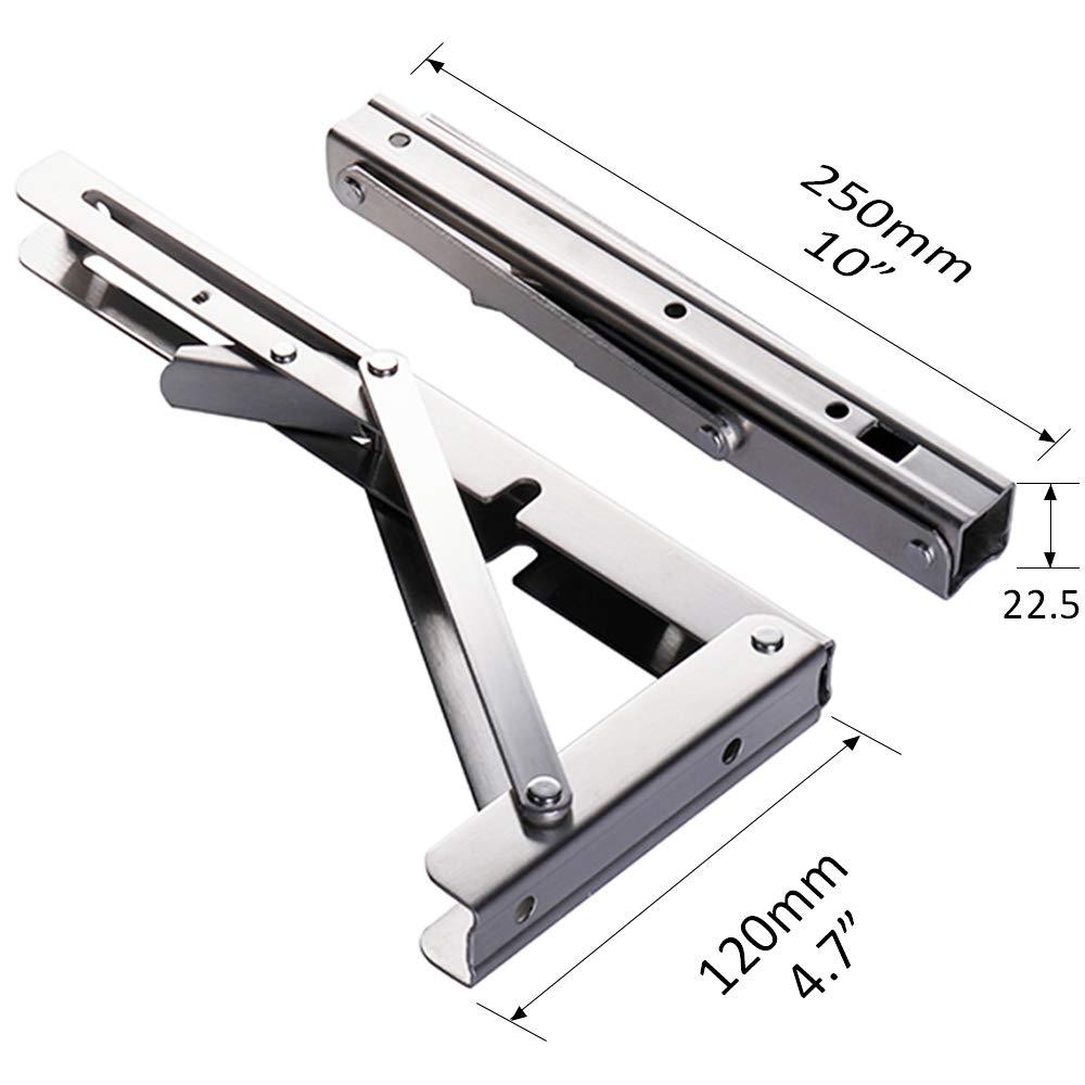 Heavy-Duty Foldable Wall Shelf Brackets – 2-Pack 304 Stainless Steel Triangular Supports with One-Click Release, 550 lb Capacity Each, for Kitchen, Garage, RV & Home; Includes Mounting Hardware (10Inch,Silver) - Image 2