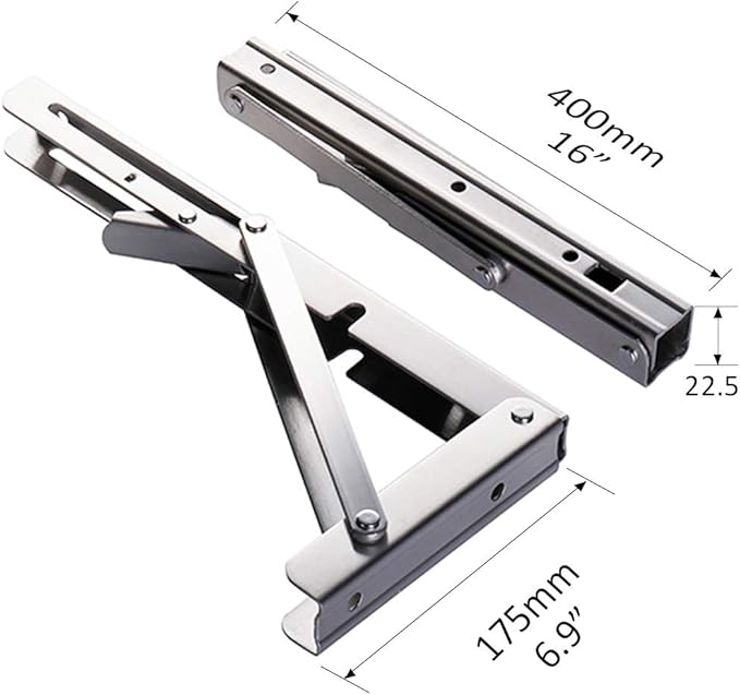 Heavy-Duty Foldable Wall Shelf Brackets – 2-Pack 304 Stainless Steel Triangular Supports with One-Click Release, 550 lb Capacity Each, for Kitchen, Garage, RV & Home; Includes Mounting Hardware (16Inch,Silver) - Image 2