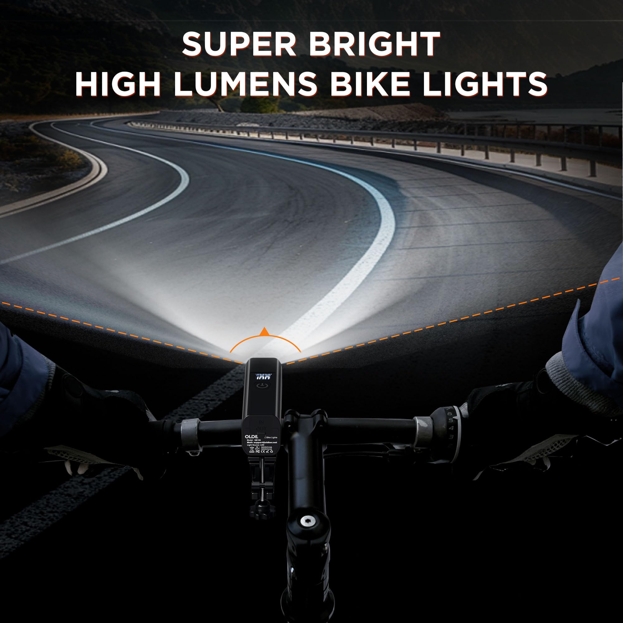 Ultra-Bright 1200 Lumen Bike Light Set with USB Rechargeable Headlight & Tail Light – IP65 Waterproof Cycling Lamp for Night Riding (Black) - Image 2