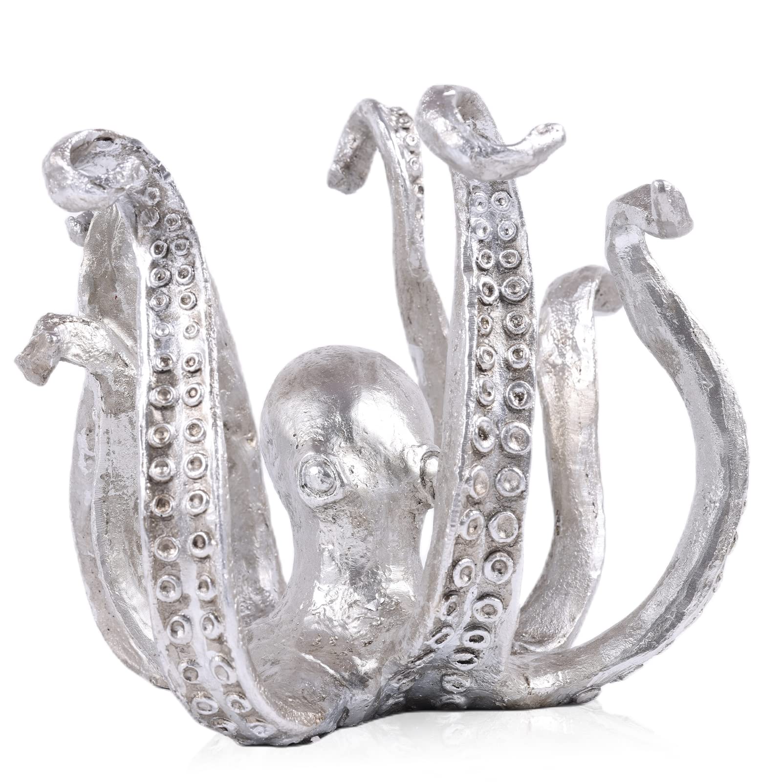 Multi-Functional Octopus Sculpture – Decorative Resin Cup Holder & Jewelry Organizer, Unique Home Accent for Living Room, Office, or Desk (Silver) - Image 1