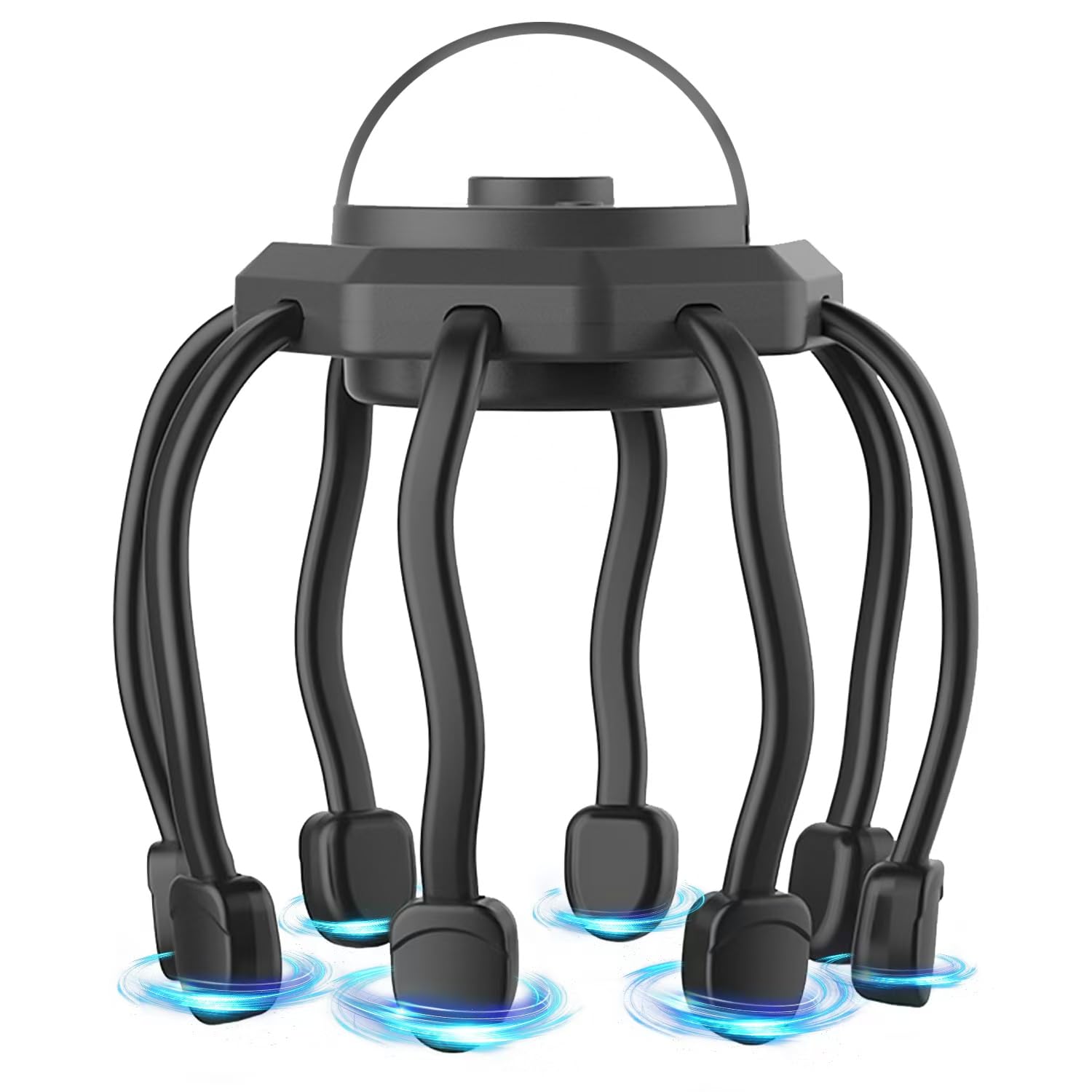 Wireless Octopus Head Massager – 8-Point Vibration Therapy, 360° Scalp Relief, Rechargeable with 3 Modes for Stress & Insomnia Relief (Black) - Image 1