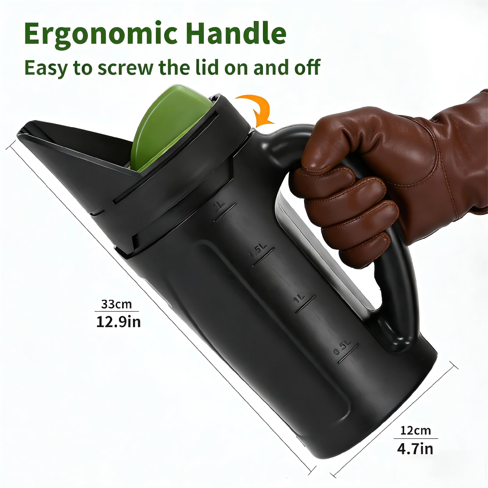 Handheld Garden Seed & Salt Spreader – 80oz Capacity, Adjustable Outlet, Ergonomic Handle for Fertilizer, Grass Seeds, Ice Melt Use (Green) - Image 6