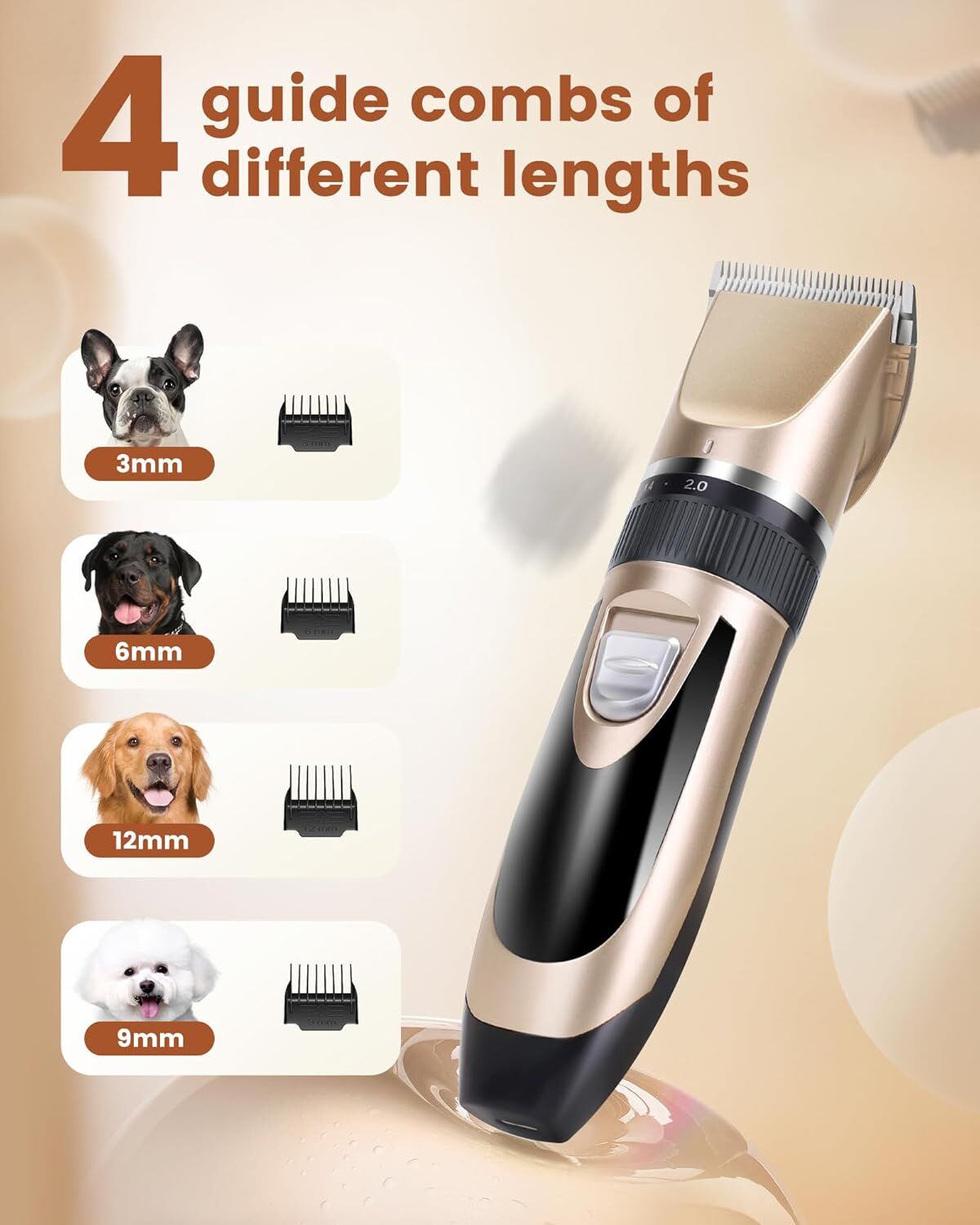pet products Pet products Professional Rechargeable Cordless Dogs Cats Horse Grooming Clippers - Professional Pet Hair Clippers with Comb Guides for Dogs Cats Horses and Other House Animals Pet Grooming Kit - Image 3