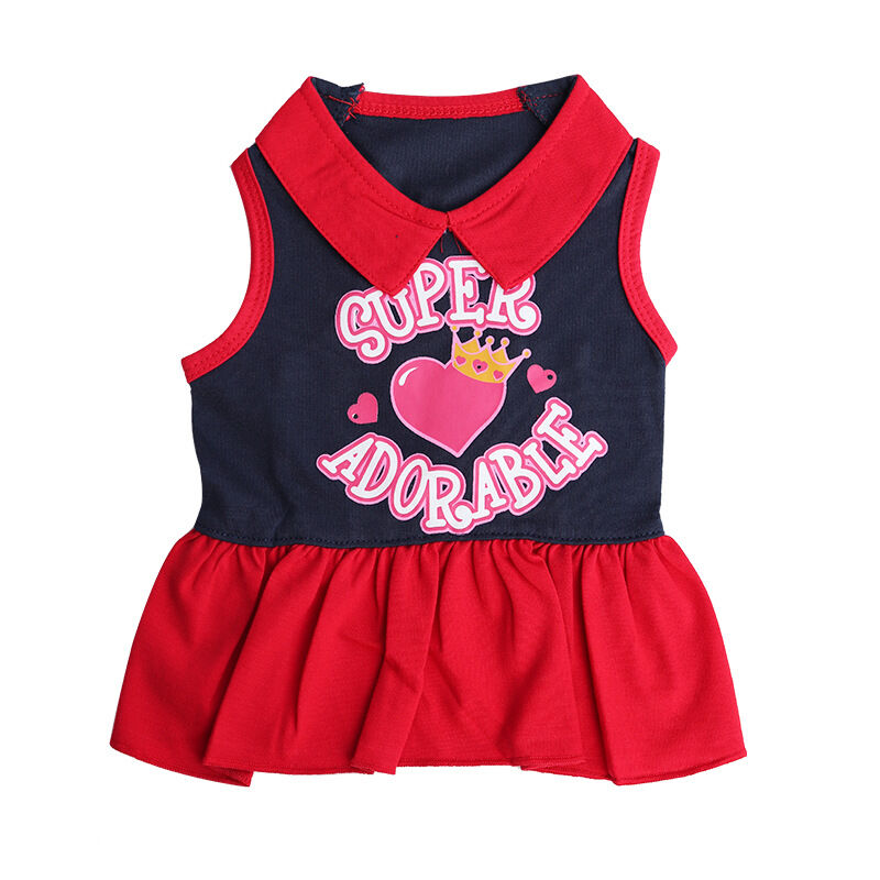 Pet products 2-Piece Dog Summer Dress Set - Team Spirit & SUPER ADORABLE Designs, Red White Stripes & Navy Blue, Peter Pan Collar, Cute Fit for Dogs（L） - Image 2