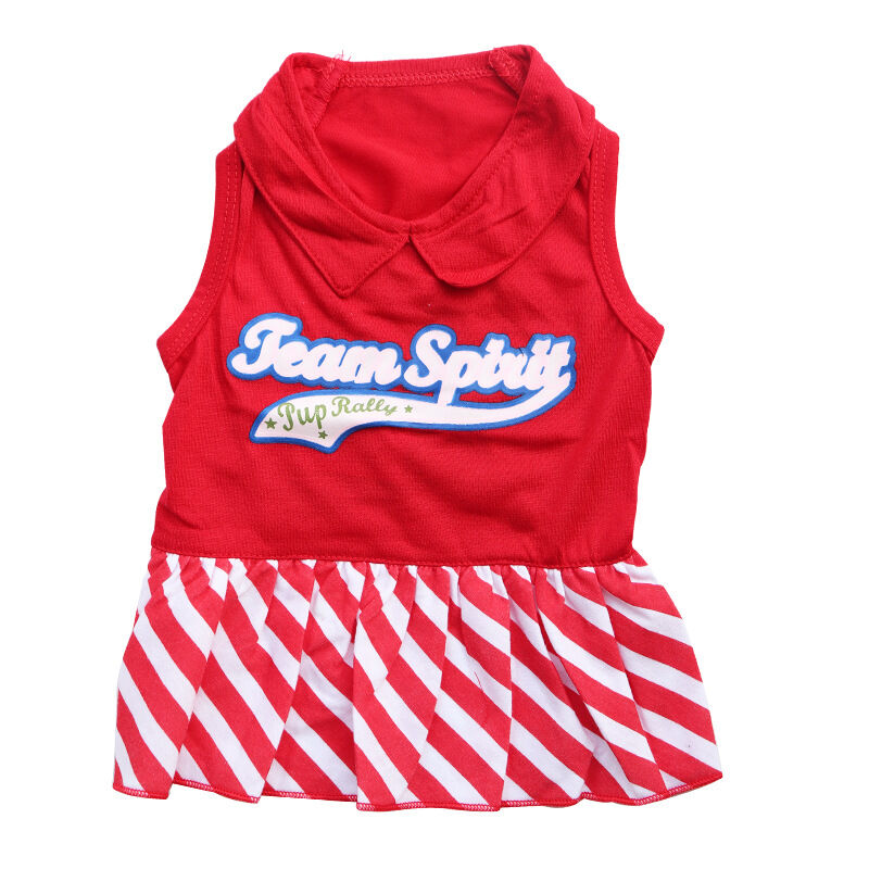 Pet products 2-Piece Dog Summer Dress Set - Team Spirit & SUPER ADORABLE Designs, Red White Stripes & Navy Blue, Peter Pan Collar, Cute Fit for Dogs（L） - Image 3