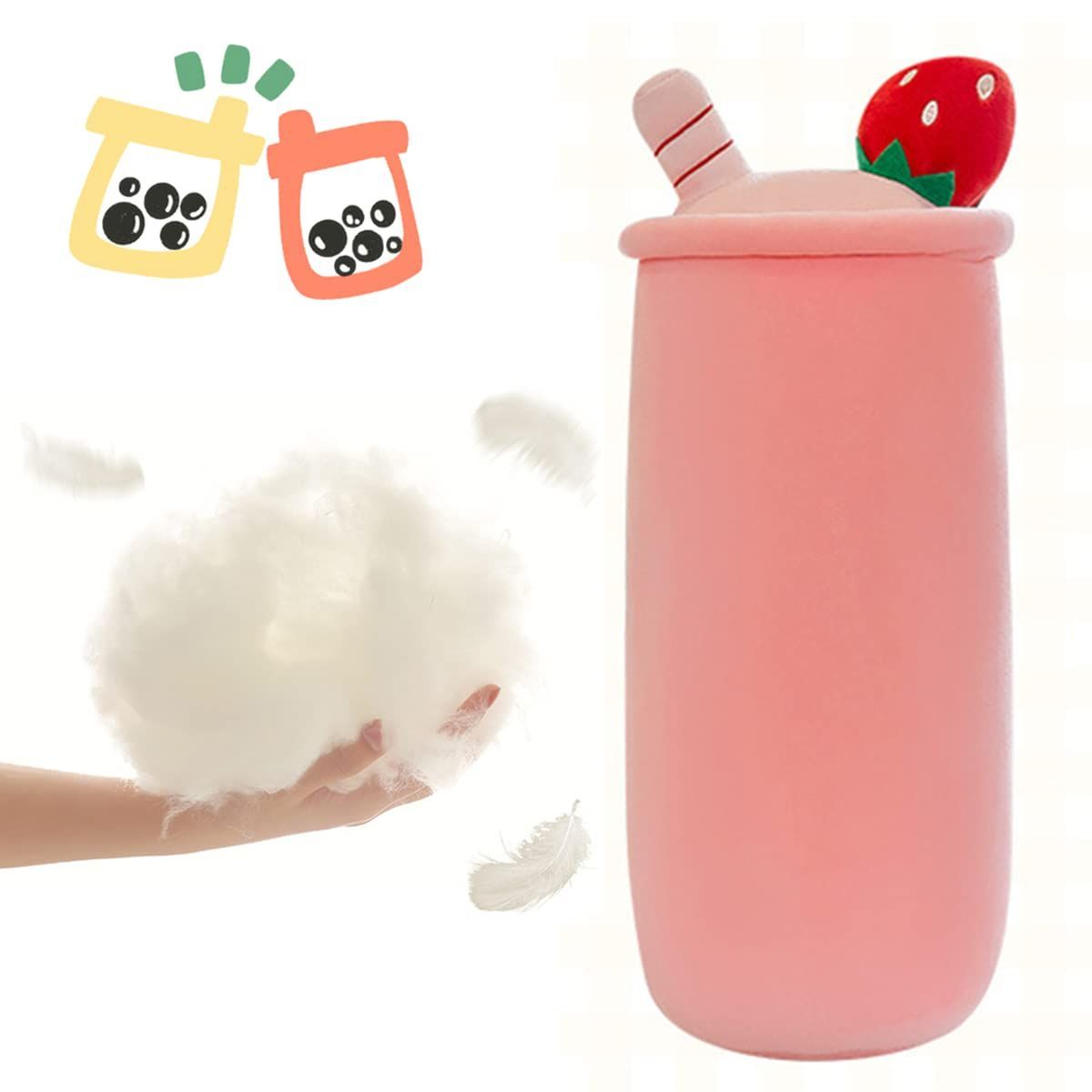 Bubble Tea Plush Pillow Soft Plush Toy Skin-Friendly Pillow Multiple Sizes Cute - Pink - Size 16in - Image 2