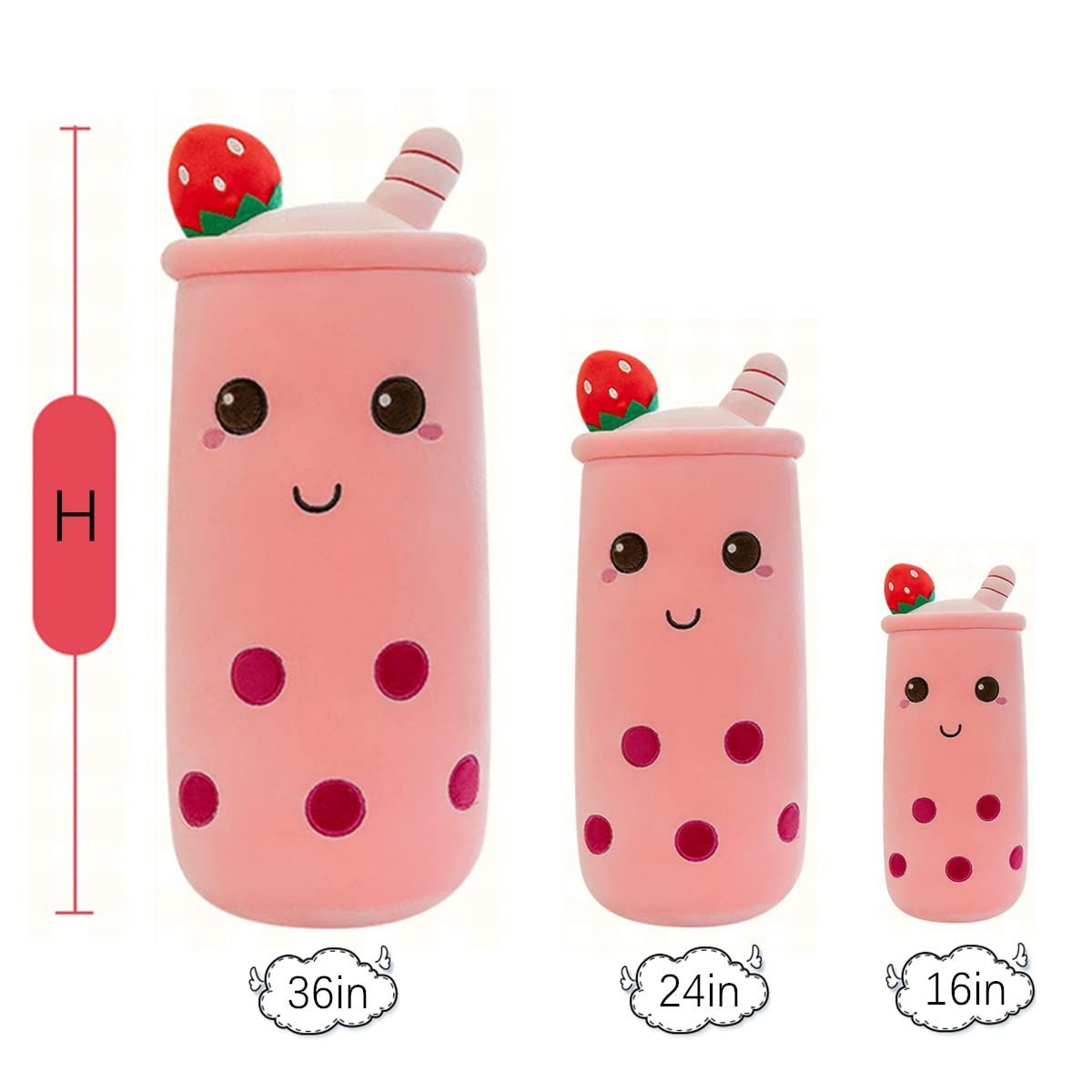 Bubble Tea Plush Pillow Soft Plush Toy Skin-Friendly Pillow Multiple Sizes Cute - Pink - Size 43in - Image 3