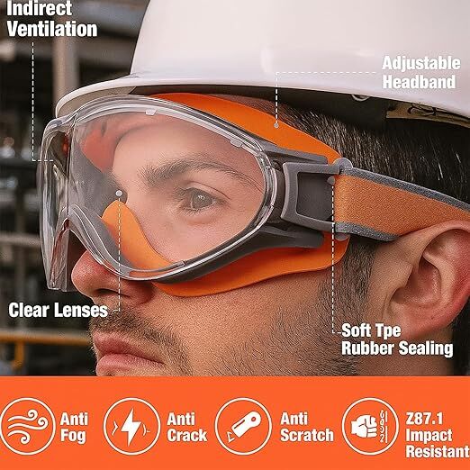 Christmas gifts Anti-Fog Safety Goggles, Outdoor Wind & Dust Protection, Clear Vision Lab & Work Goggles for Aussies(black) - Image 2