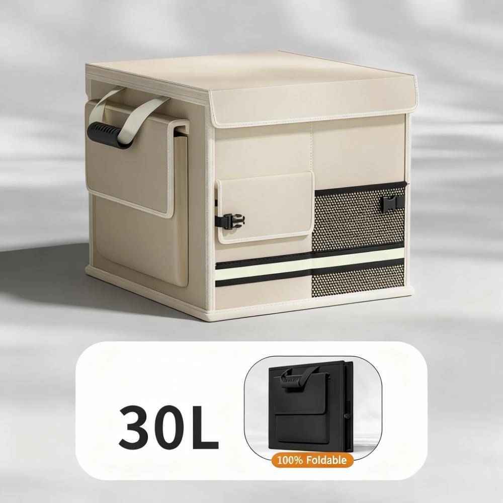 Foldable Car Trunk Organiser, 30L/60L Large Capacity Storage Box for Auto Boot, Multi-functional Cargo Container(30L,white) - Image 1