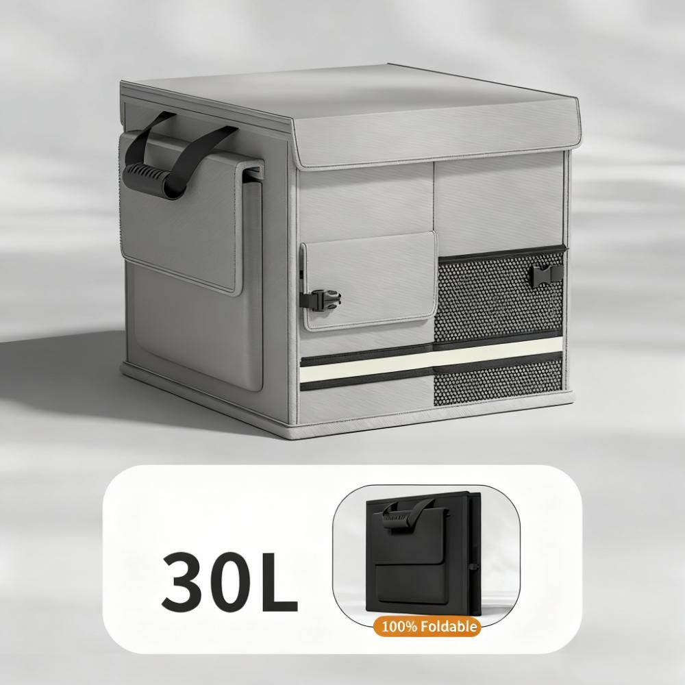 Foldable Car Trunk Organiser, 30L/60L Large Capacity Storage Box for Auto Boot, Multi-functional Cargo Container(30L,grey) - Image 1