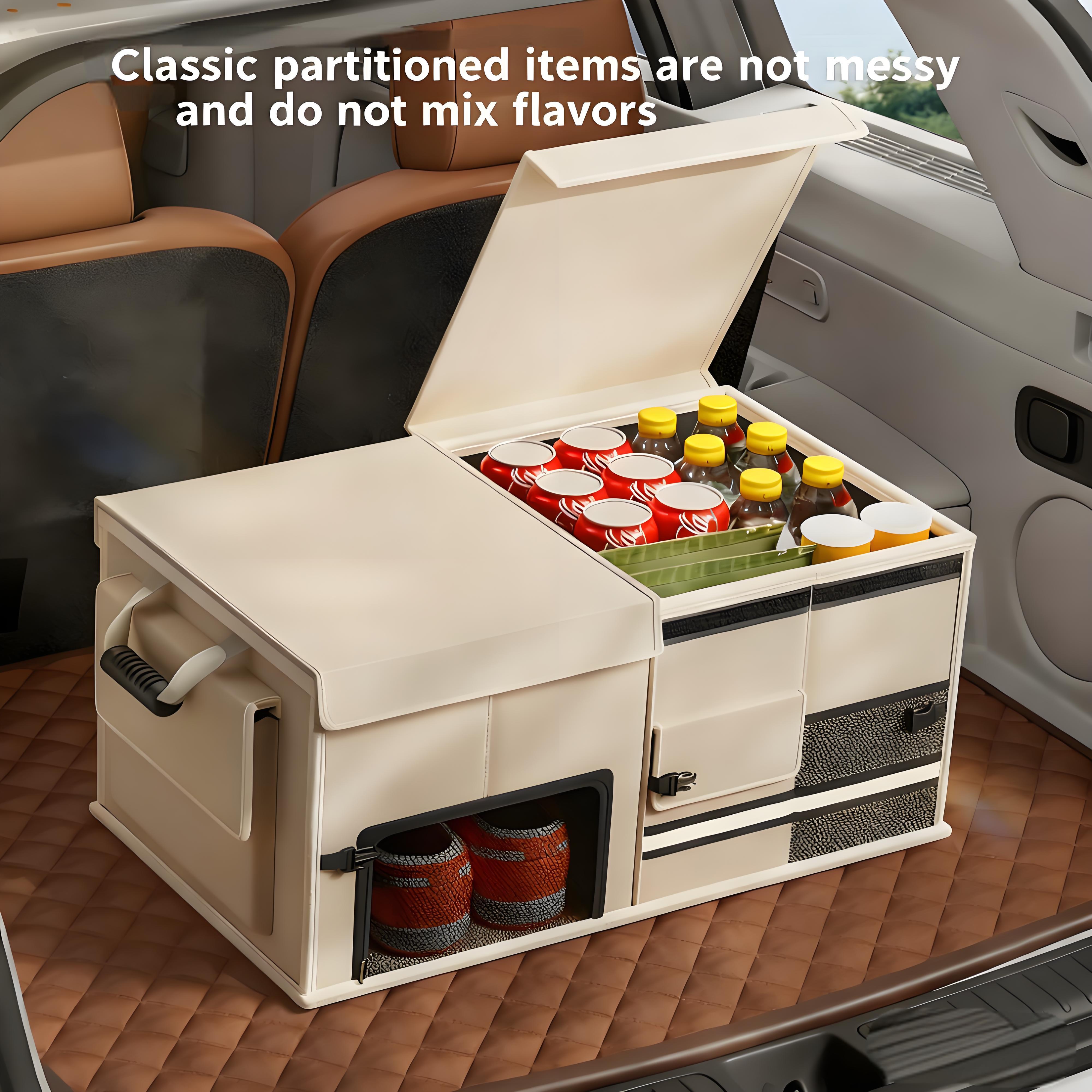 Foldable Car Trunk Organiser, 30L/60L Large Capacity Storage Box for Auto Boot, Multi-functional Cargo Container(60,white) - Image 2