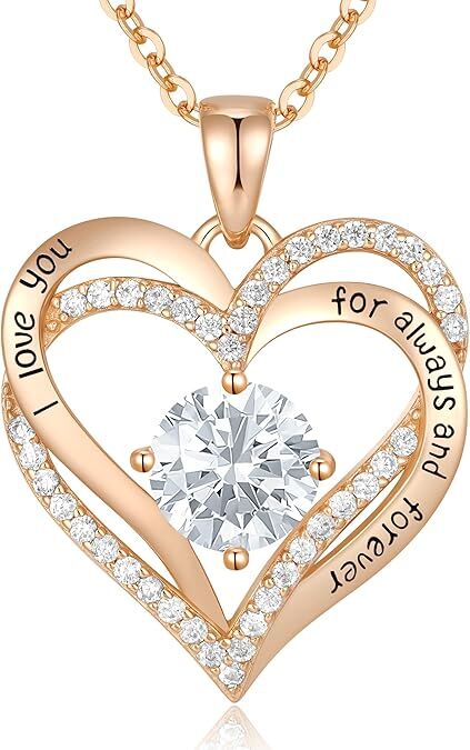 Forever Love Heart Birthstone Necklace: 925 Sterling Silver Jewelry for Mom, Wife, Friend – Ideal for Mother’s Day, Anniversaries & Birthday（white diamond,April） - Image 1