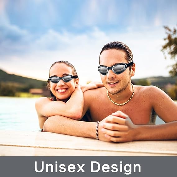 Gray Swim Goggles Set with Cap, Nose Clip, Earplugs & Case: Anti-Fog UV Protection for Men & Women - Image 6