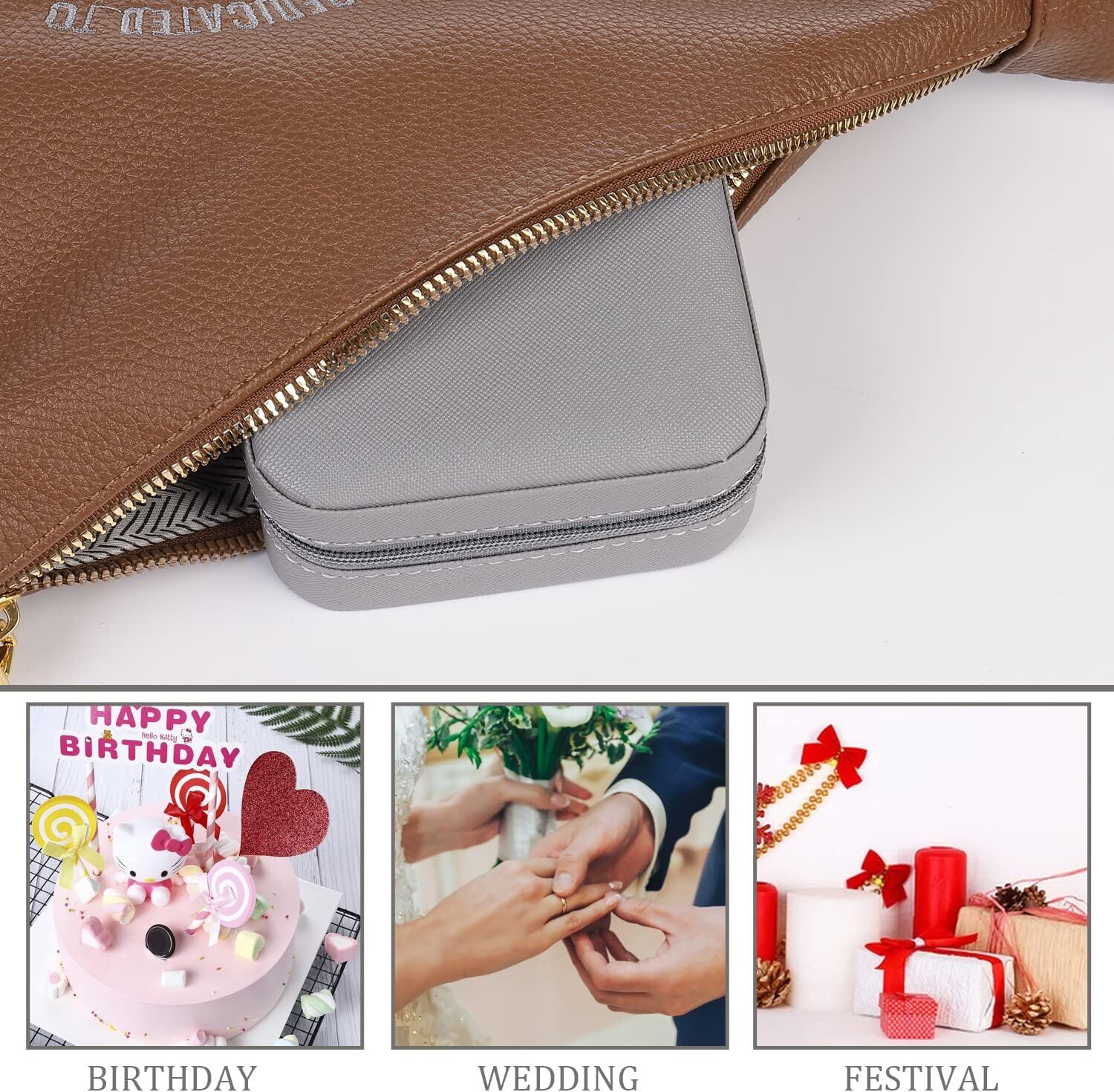 Grey Travel Jewelry Box with Mirror: Chic, Organised Storage for Rings, Necklaces & Earrings, Ideal for Aussies - Image 8