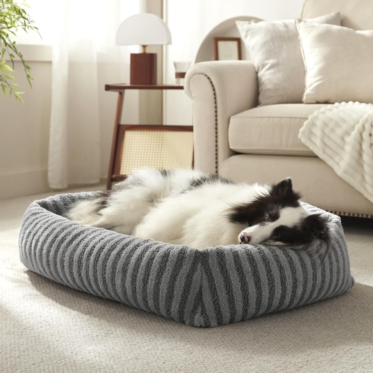 Dog Bed Soft Dog Bed Rabbit Velvet Dog Bed Teddy Fabric Dog Bed Cozy Dog Bed - Gray - Size 36in*27in - Image 1