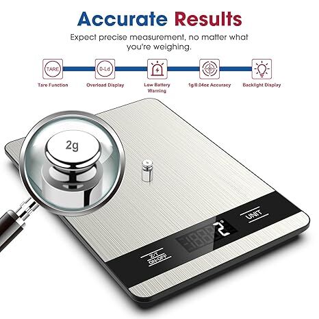 10kg/1g Precision Kitchen Scale: Ultra-Thin, Multi-Unit, Stainless Steel for Aussie Home Cooks - Image 3
