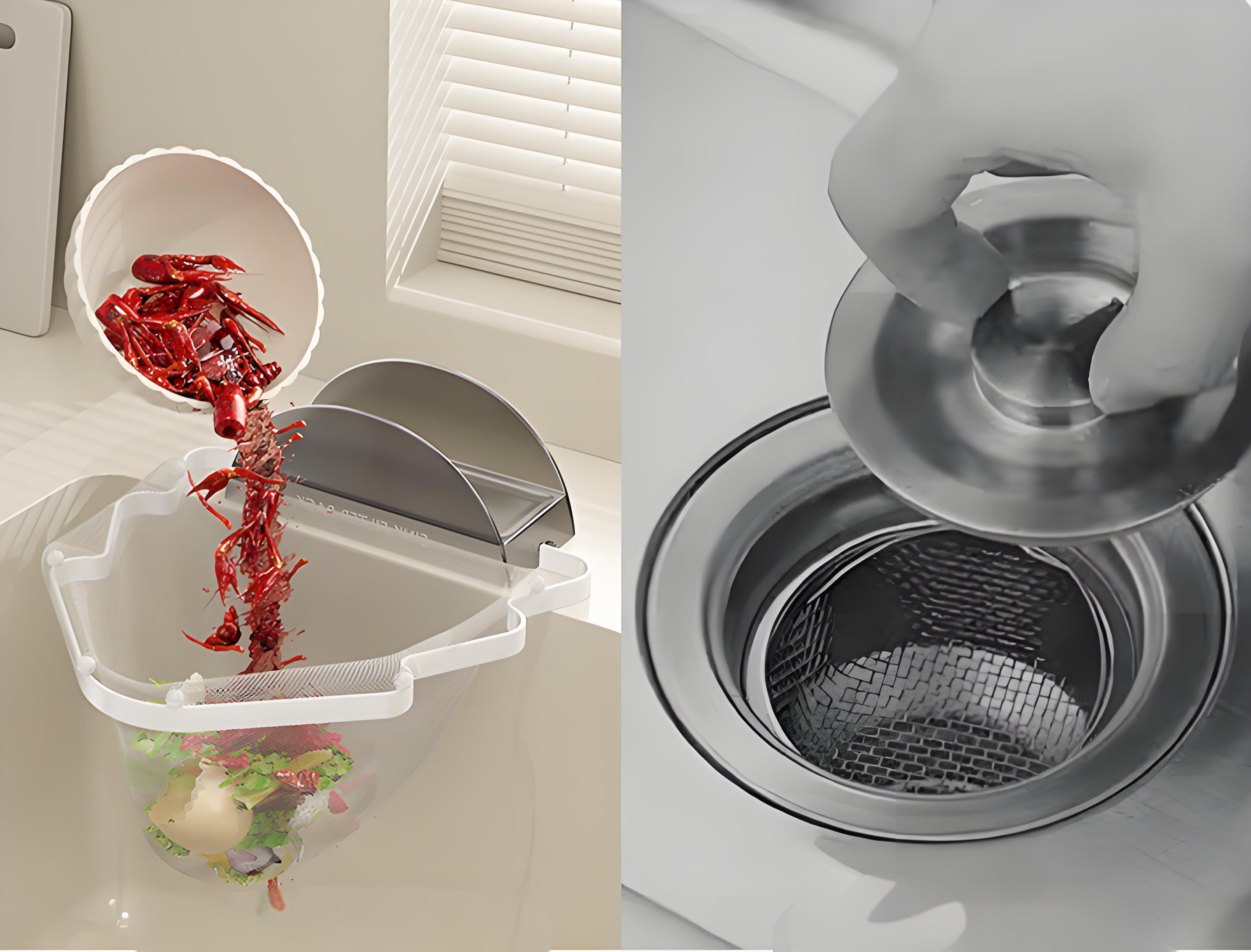 Kitchen Sink Filter Rack with 100 12cm*15cm Mesh Bags, Foldable Food Waste Strainer, Multi-functional Drain Basket（green） - Image 3