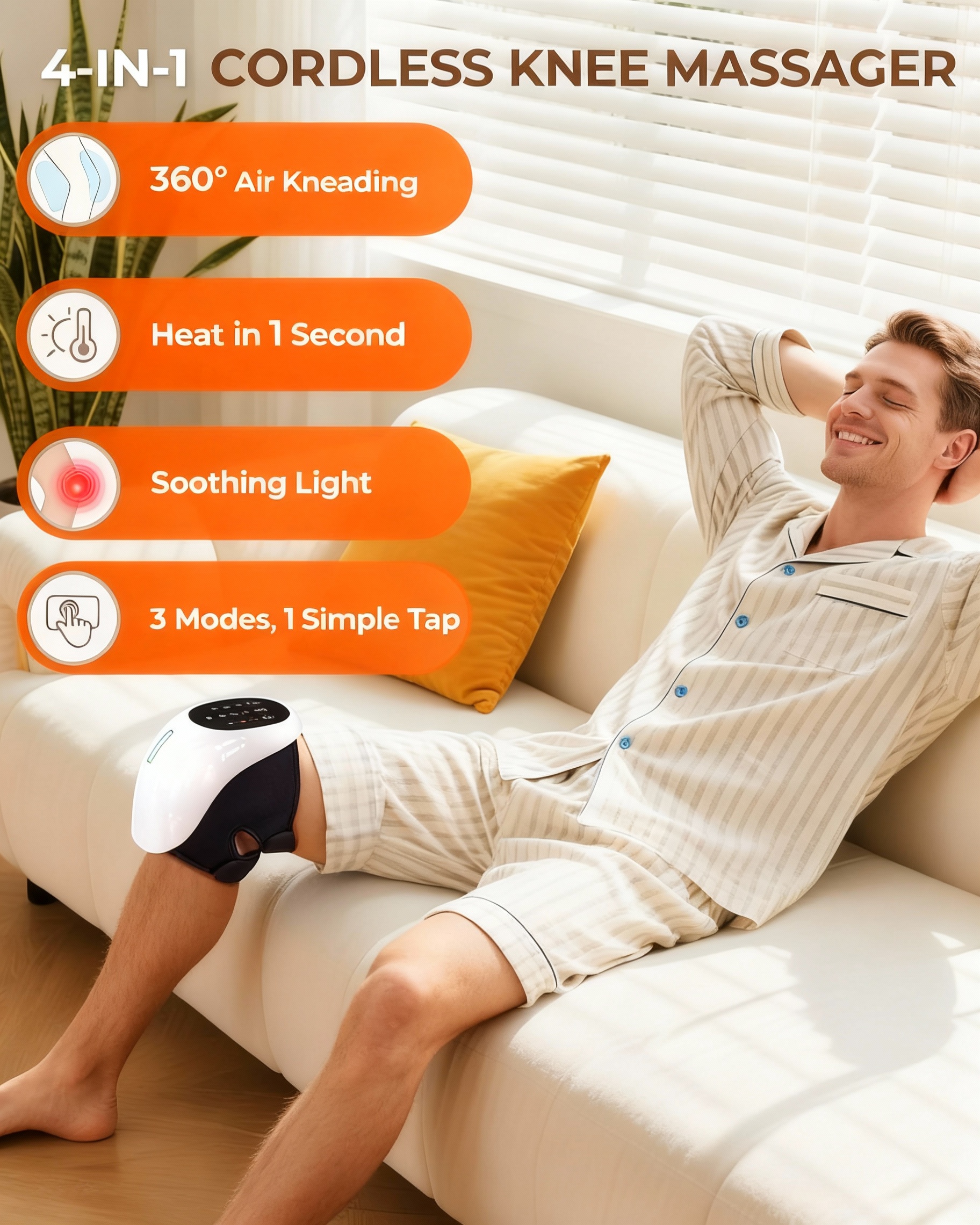 Cordless 360° Knee Massager: 3 Intensity Levels, Comfortable Wrap Design for Athletes, Seniors & Active Adults - Image 7