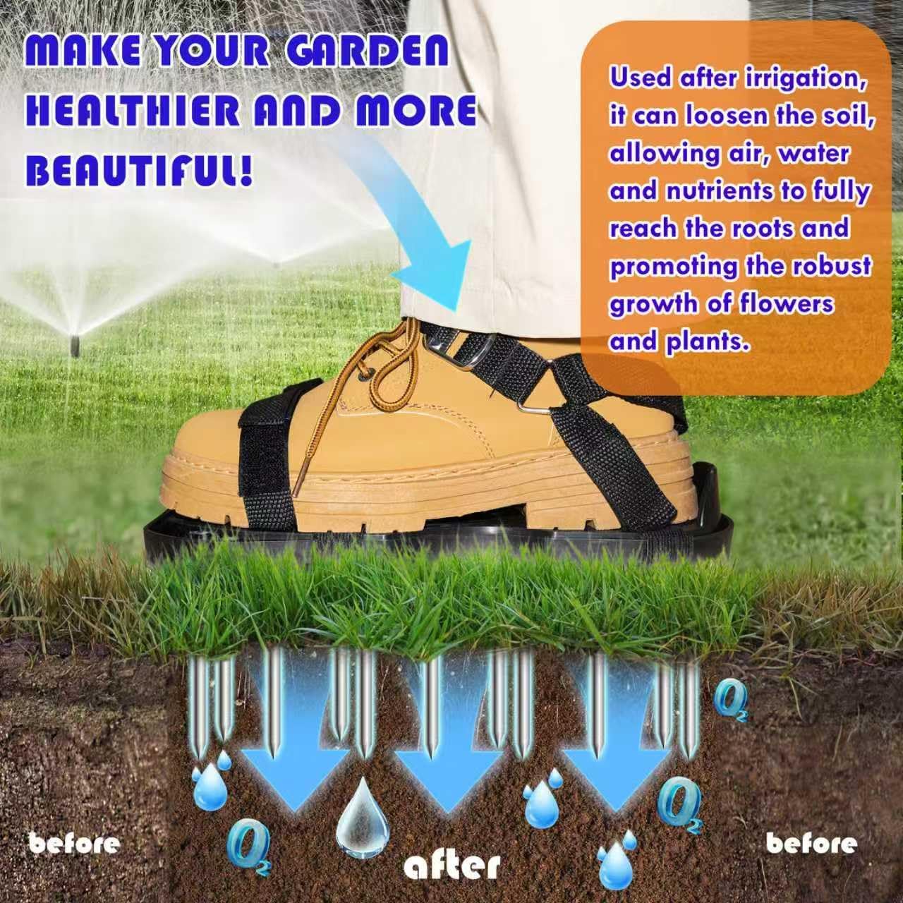 Lawn Aerator Shoes with Spring Base & Spikes: Adjustable Strap, Double-Layer Design for Healthy Lawns in Australian Gardens - Image 4