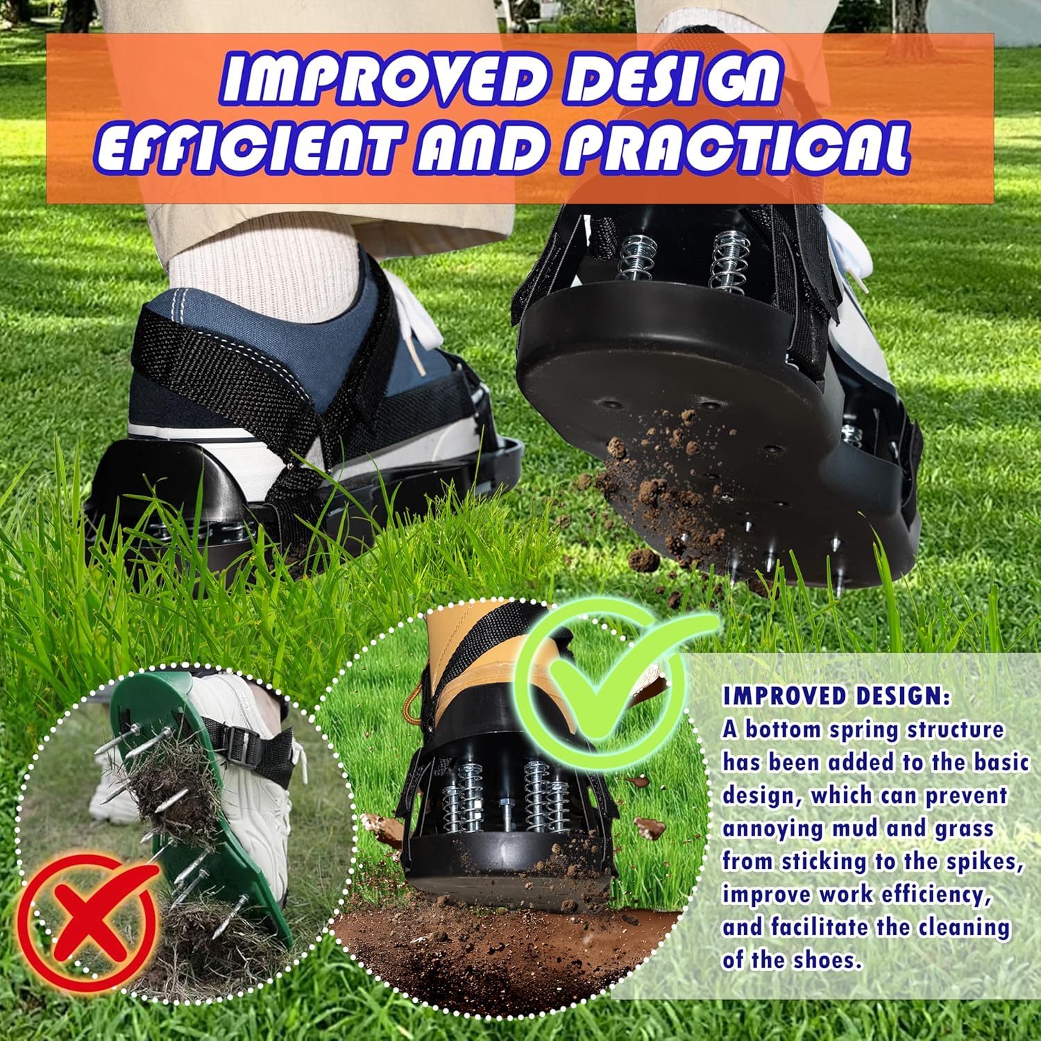Lawn Aerator Shoes with Spring Base & Spikes: Adjustable Strap, Double-Layer Design for Healthy Lawns in Australian Gardens - Image 5