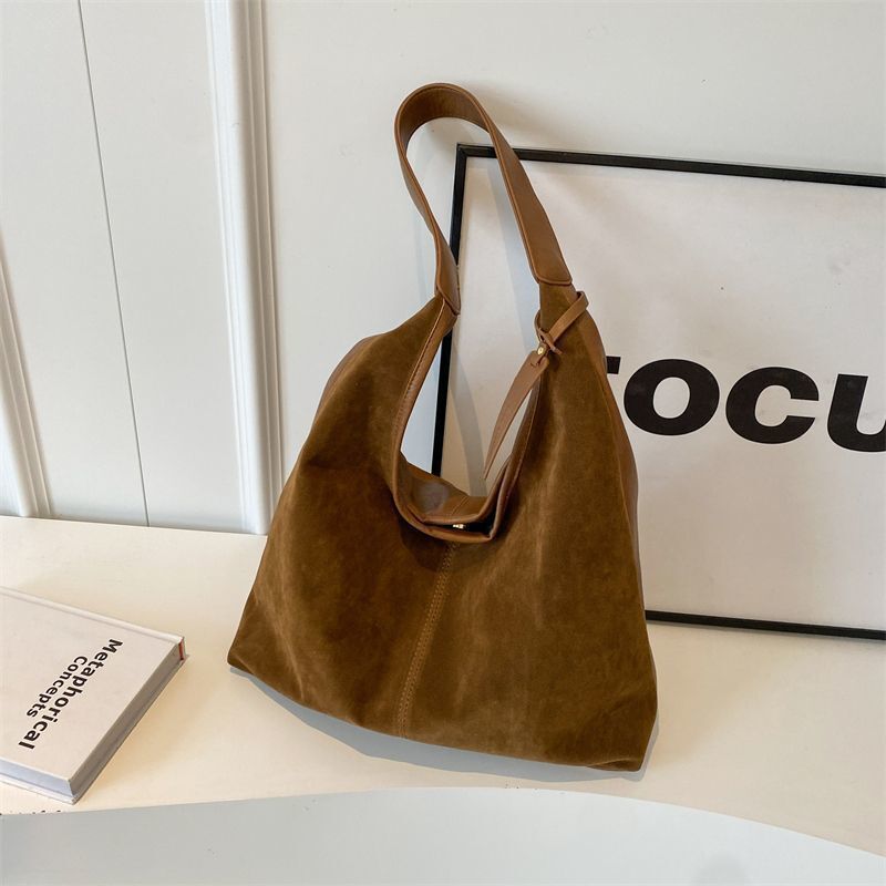 Leather Hobo Bags for Women Brown Purses Suede Purse Slouchy Tote Bag Suede Tote Bag Fall Winter Purses Handbag - Image 8