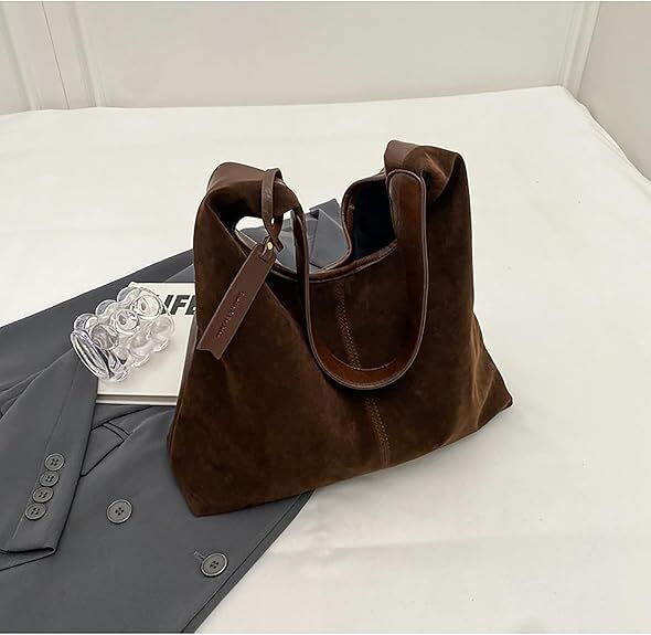 Leather Hobo Bags for Women Brown Purses Suede Purse Slouchy Tote Bag Suede Tote Bag Fall Winter Purses Handbag - Image 4