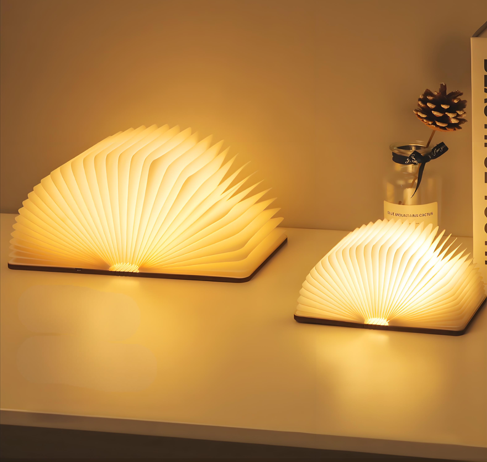 Christmas giftsRechargeable LED Book Night Light: Creative Folding Wooden Lamp with Magnetic Design for Bedrooms & Gifting(Walnut Red,M) - Image 4