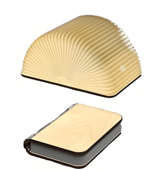 Christmas giftsRechargeable LED Book Night Light: Creative Folding Wooden Lamp with Magnetic Design for Bedrooms & Gifting(Maple Leaf White,S) - Image 1