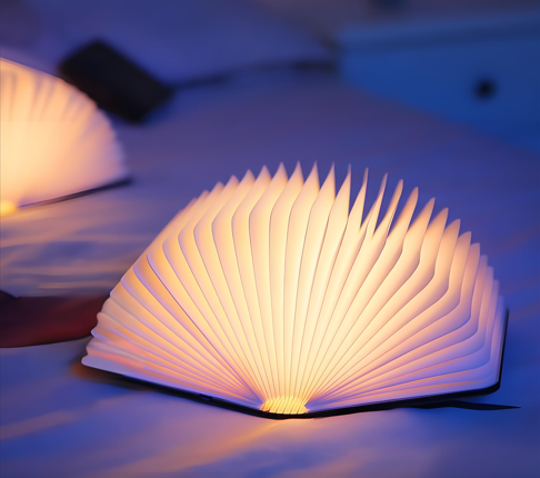 Christmas giftsRechargeable LED Book Night Light: Creative Folding Wooden Lamp with Magnetic Design for Bedrooms & Gifting(Maple Leaf White,S) - Image 4