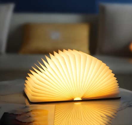 Christmas giftsRechargeable LED Book Night Light: Creative Folding Wooden Lamp with Magnetic Design for Bedrooms & Gifting(Maple Leaf White,XL) - Image 2