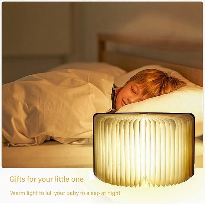 Christmas giftsRechargeable LED Book Night Light: Creative Folding Wooden Lamp with Magnetic Design for Bedrooms & Gifting(Maple Leaf White,XL) - Image 5