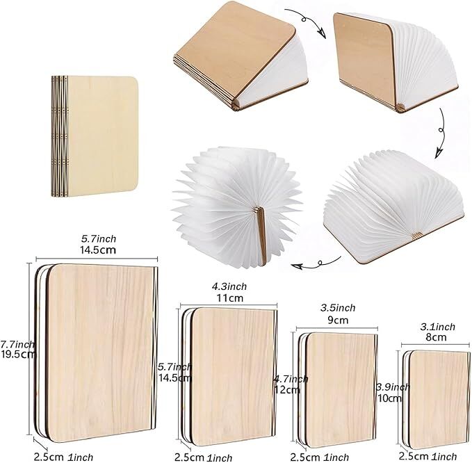 Christmas giftsRechargeable LED Book Night Light: Creative Folding Wooden Lamp with Magnetic Design for Bedrooms & Gifting(Maple Leaf White,XL) - Image 8