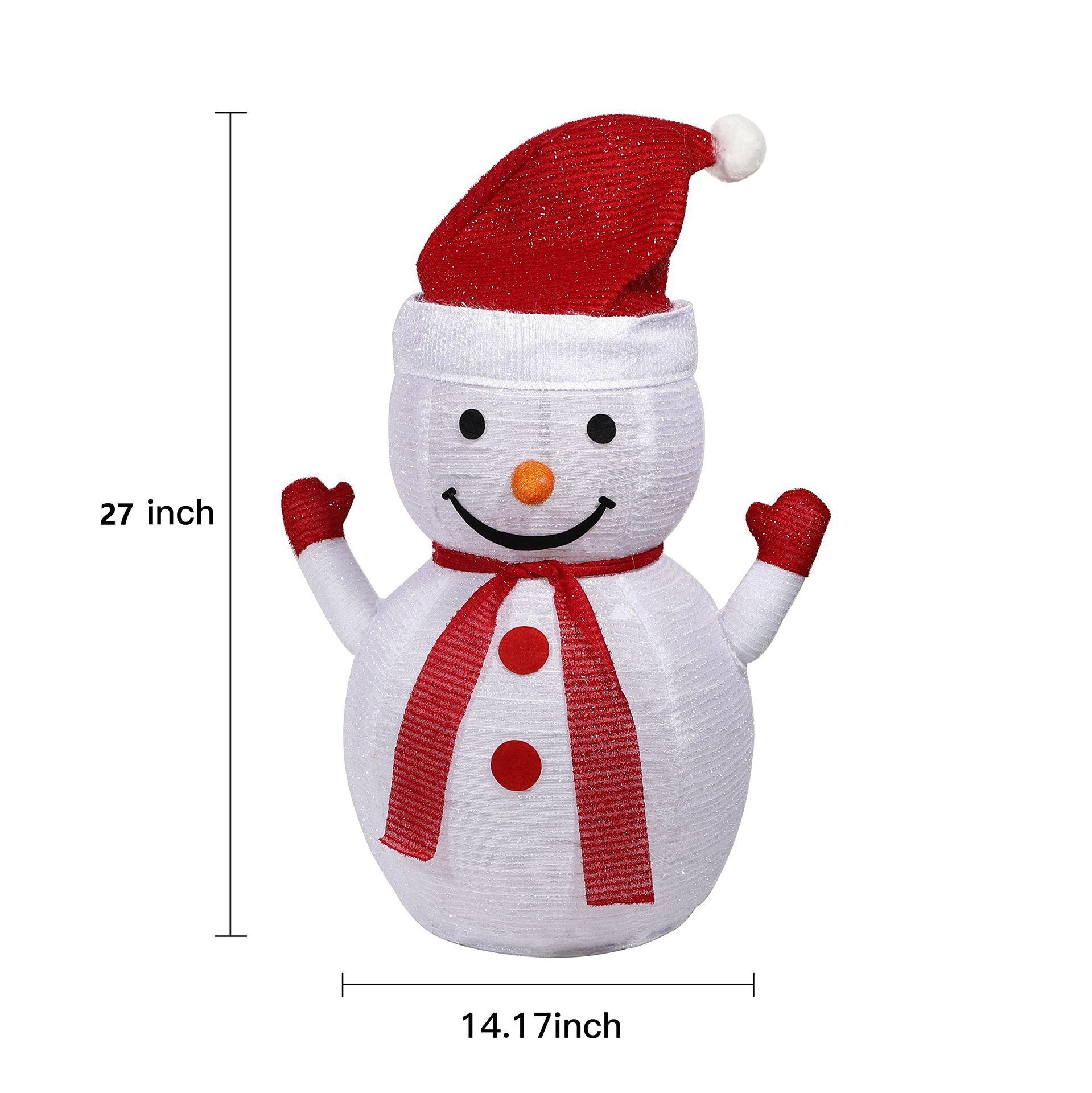 2-Pack Lighted Christmas Snowman Decoration Lantern, 45 LED Collapsible Pop-Up Ornament with 8 Light Modes & Timer, Indoor Outdoor Holiday Décor - Image 7