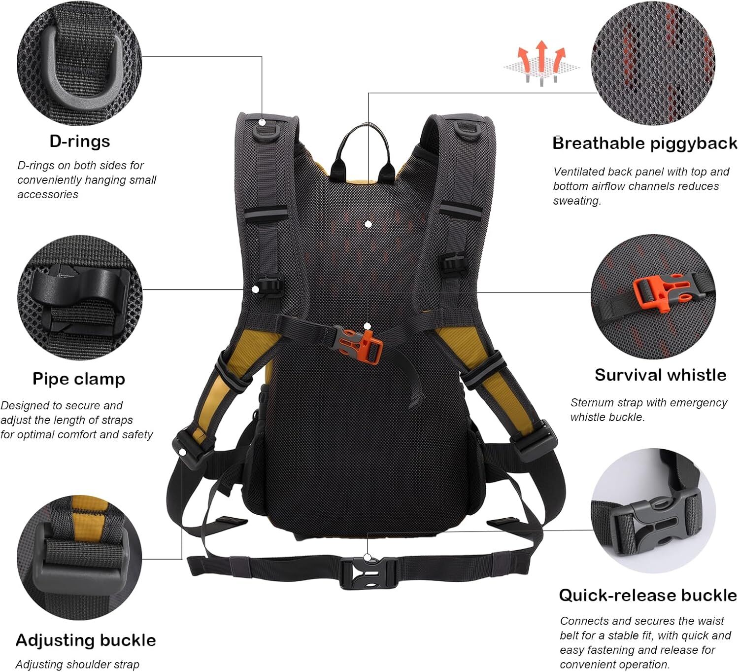 Small Hiking Backpack Lightweight Waterproof Daypack for Camping Cycling Fitness Outdoor Sports - Women Men Teens - Image 4