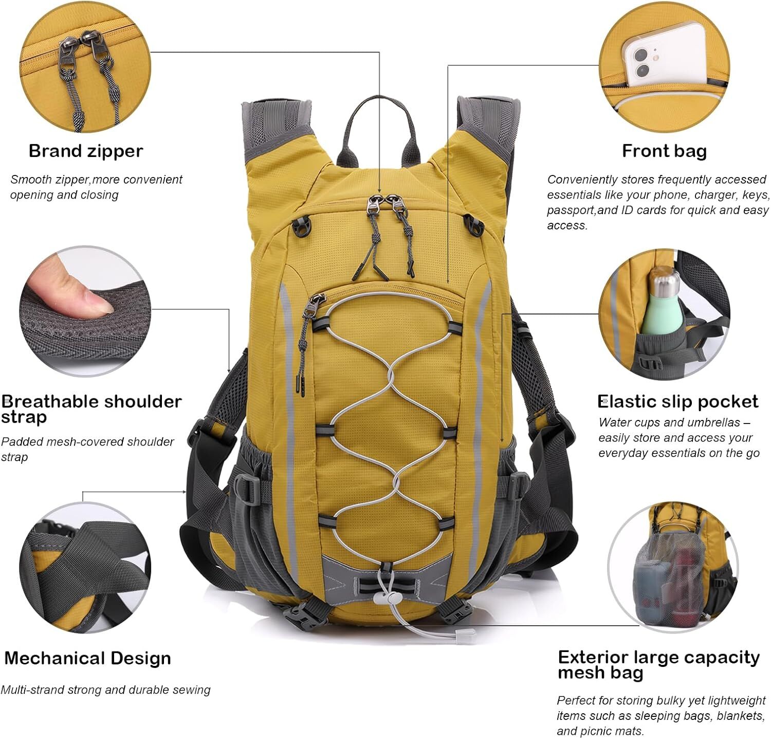 Small Hiking Backpack Lightweight Waterproof Daypack for Camping Cycling Fitness Outdoor Sports - Women Men Teens - Image 4