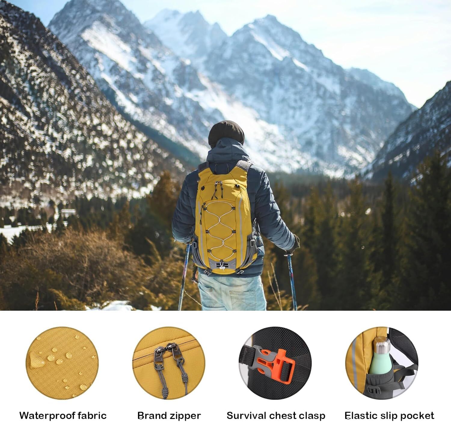 Small Hiking Backpack Lightweight Waterproof Daypack for Camping Cycling Fitness Outdoor Sports - Women Men Teens - Image 6