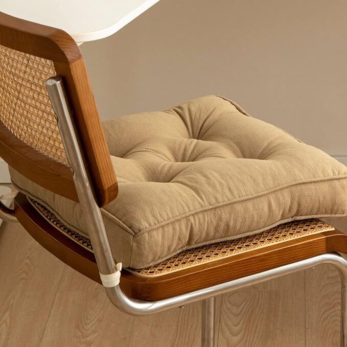 43×43×6cm Linen Cotton Thick Seat Cushion: Plush, Solid-Colour, for Office & Home Chairs, Aussie Comfort Essential（Bean Coffee） - Image 3