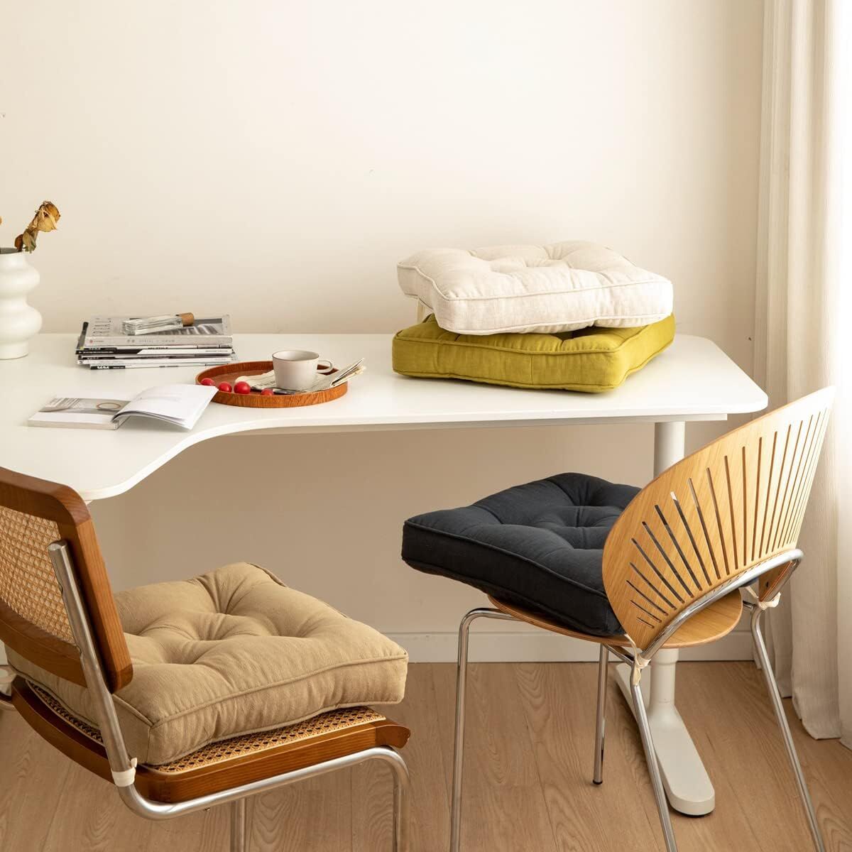 43×43×6cm Linen Cotton Thick Seat Cushion: Plush, Solid-Colour, for Office & Home Chairs, Aussie Comfort Essential（Bean Coffee） - Image 7